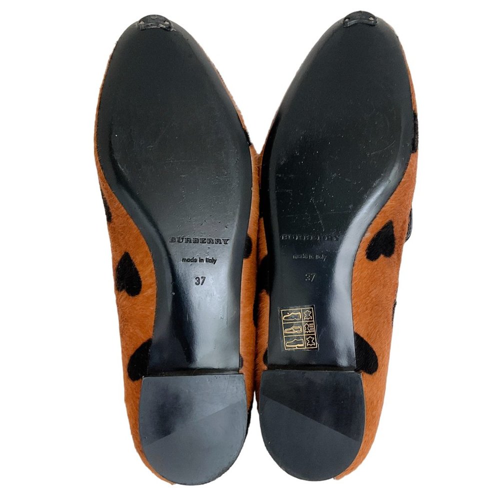 Burberry Prorsum Brown Pony Flats with Black Hearts - Picture 6 of 6
